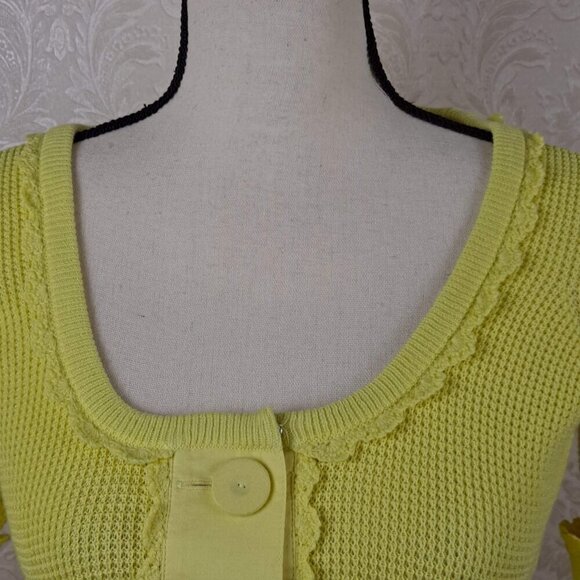 Anthropologie Knitted & Knotted Size Small Yellow Button Front Peplum Top NWOT - Picture 3 of 16